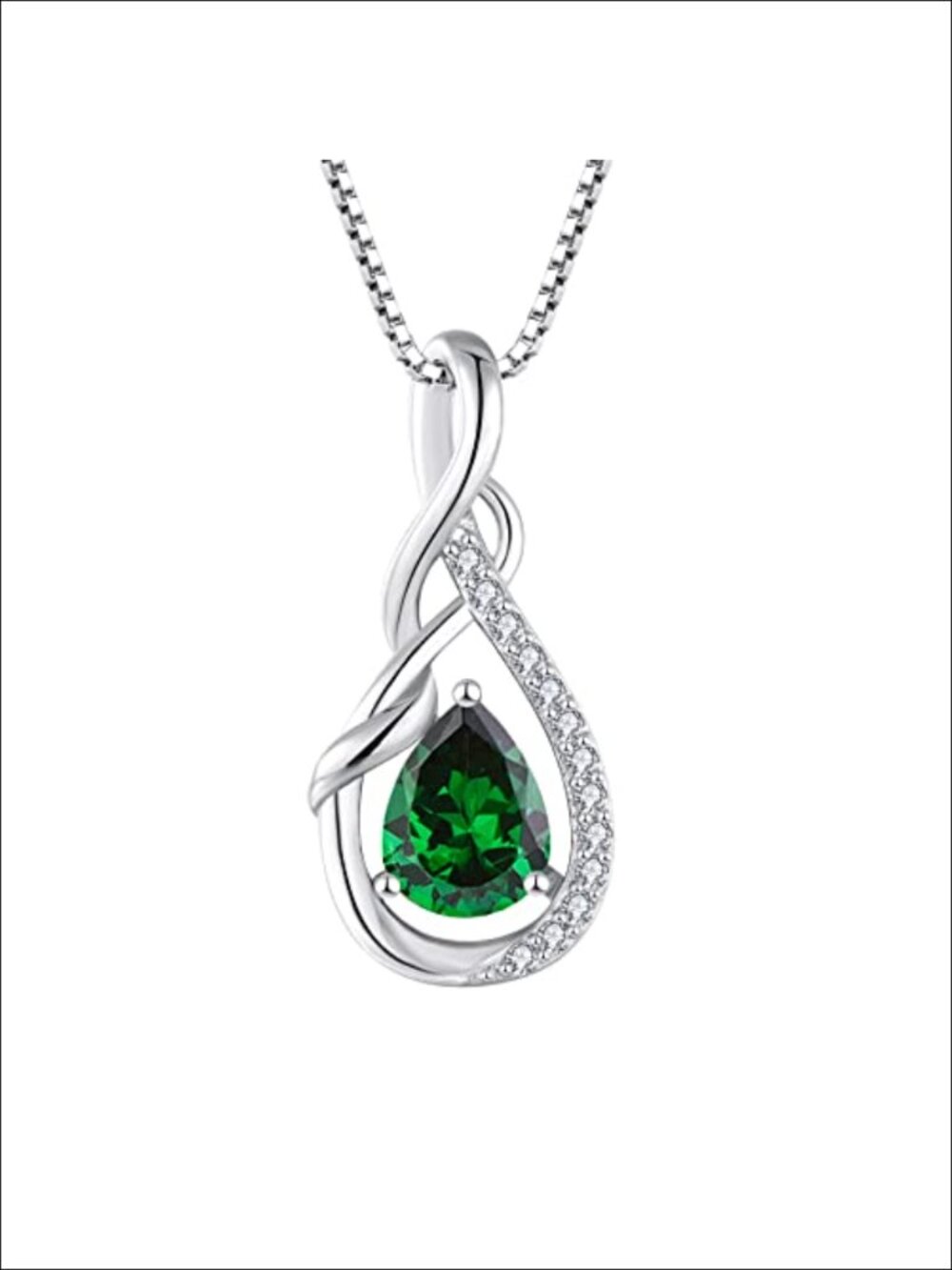 925 Sterling Silver Twisted Infinity Teardrop Pendant Necklace